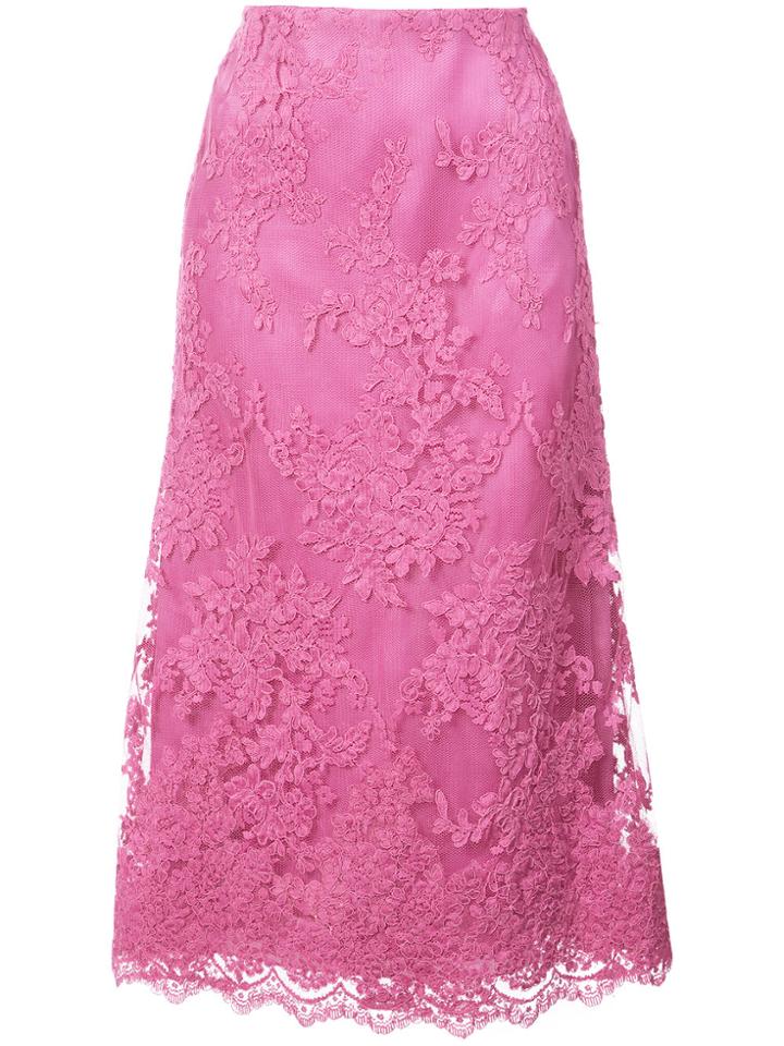 Marchesa Lace Midi Skirt - Pink & Purple