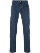 Jacob Cohen Tapered Trousers, Men's, Size: 34, Blue, Cotton/spandex/elastane