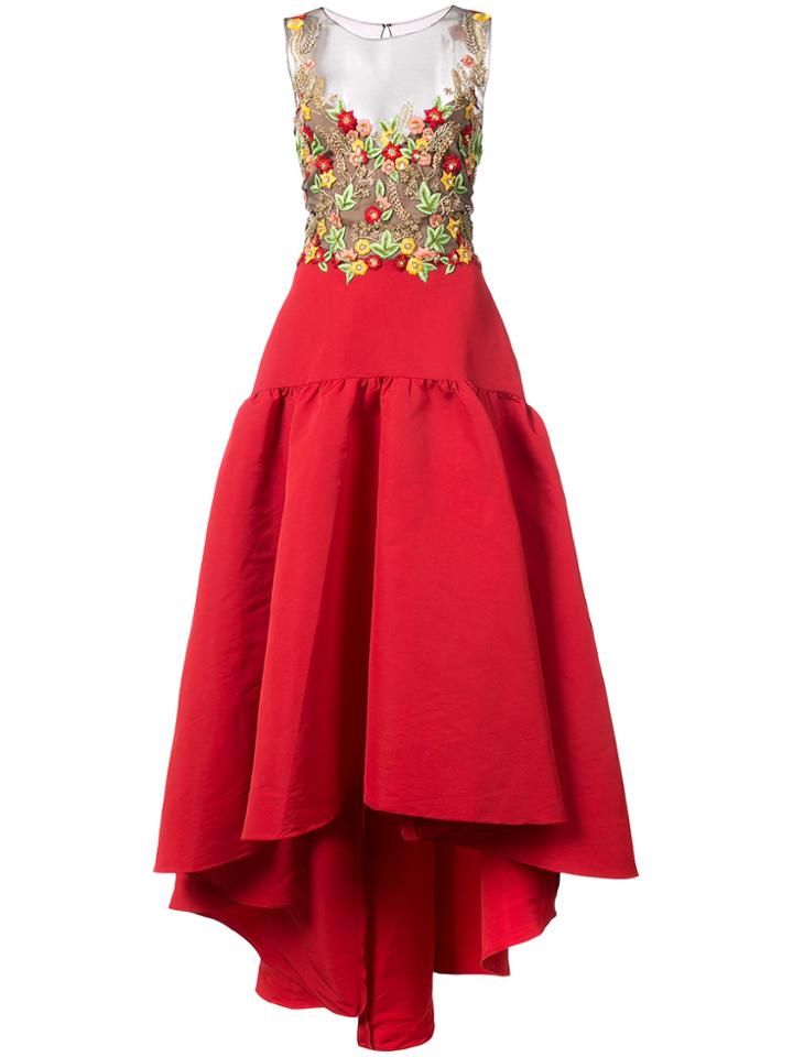 Marchesa Notte Floral Detail Ball Gown - Red