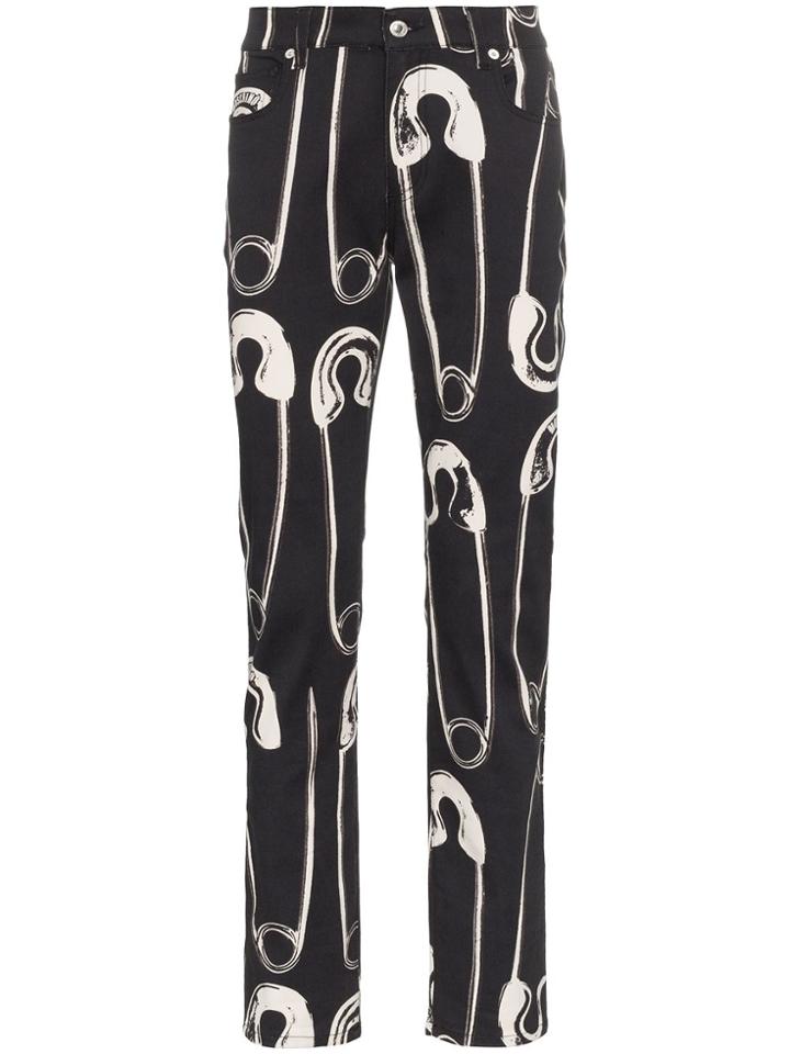 Moschino Safety Pin Print Slim Jeans - Black
