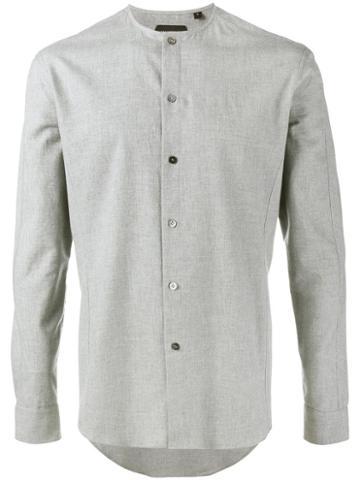 Curieux Collarless Shirt, Men's, Size: 16 1/2, Grey, Cotton