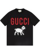 Gucci Oversize T-shirt With Gucci Lamb - Black
