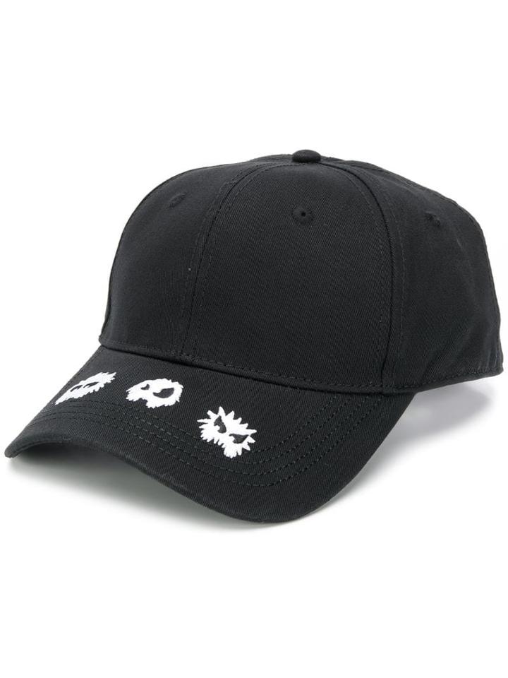 Mcq Alexander Mcqueen Embroidered Monster Baseball Cap - Black