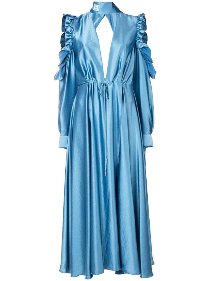 Off-white Flared Long Dress - Blue