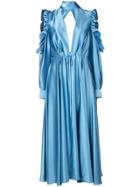 Off-white Flared Long Dress - Blue