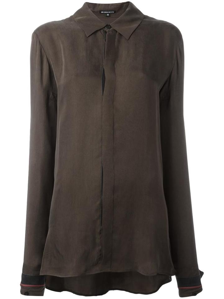 Ann Demeulemeester Paradise Bird Embroidered Shirt, Women's, Size: 34, Green, Silk/cotton/cupro/rayon