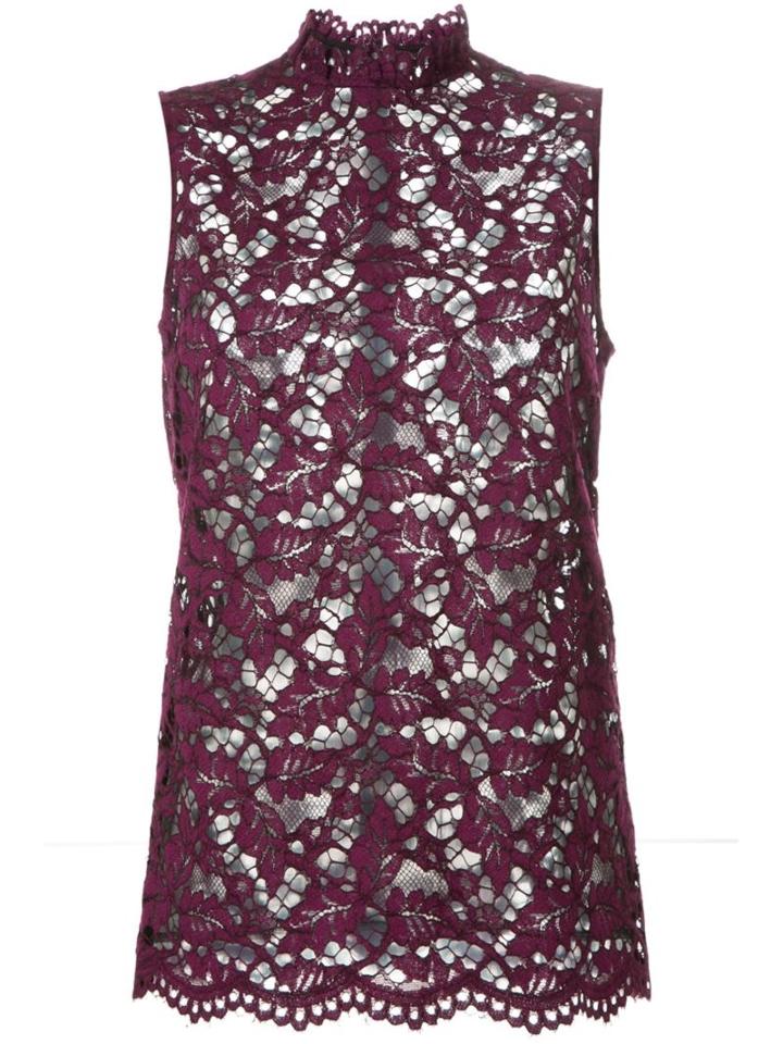 Le Ciel Bleu Leaf Lace Sleeveless Top