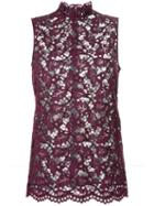 Le Ciel Bleu Leaf Lace Sleeveless Top