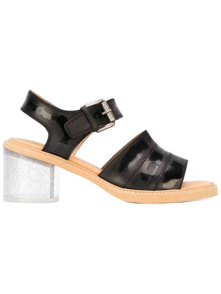 Mm6 Maison Margiela Block Heel Sandals, Women's, Size: 39.5, Black, Leather/rubber