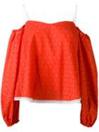 Anna October Off Shoulder Top, Women's, Size: Medium, Red, Silk/cotton