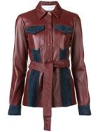 Victoria Victoria Beckham Leather Belted Jacket - Red