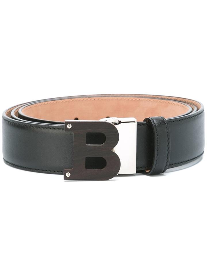 Bally Logo Plaque Belt, Men's, Size: 110, Black, Calf Leather