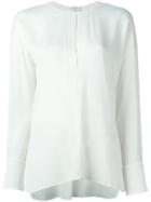 Vince Henley Blouse, Women's, Size: 4, White, Silk/spandex/elastane