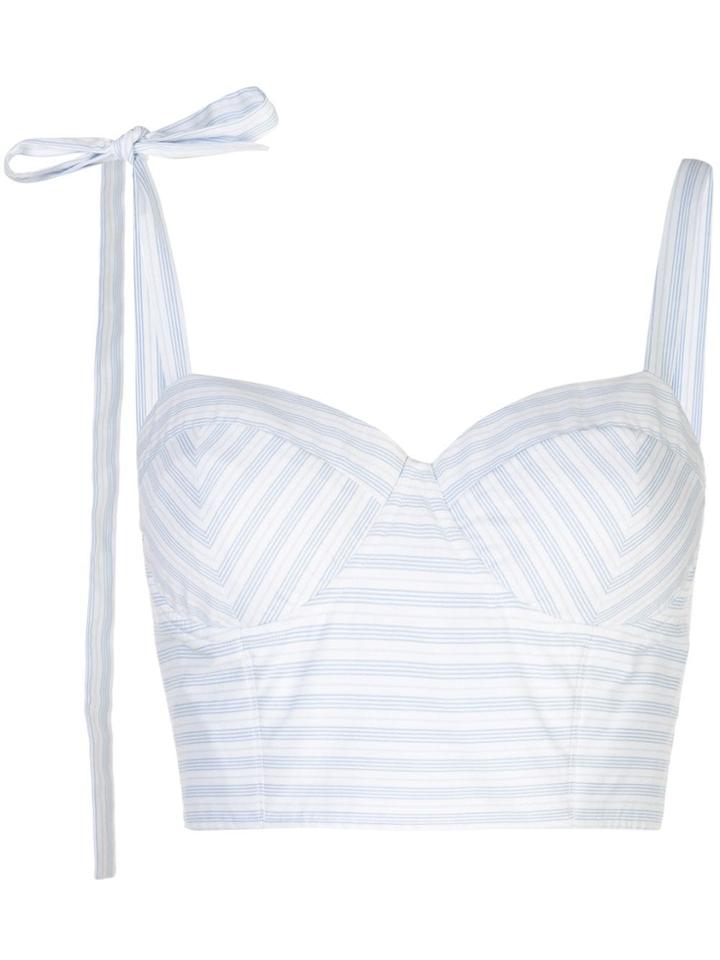 Rosie Assoulin Striped Bustier Cropped Top - Blue