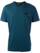 Y-3 Logo Print T-shirt, Men's, Size: Small, Blue, Cotton