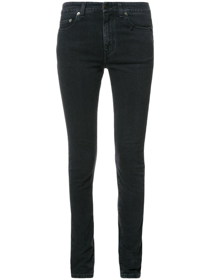 Saint Laurent Faded Skinny Jeans - Black