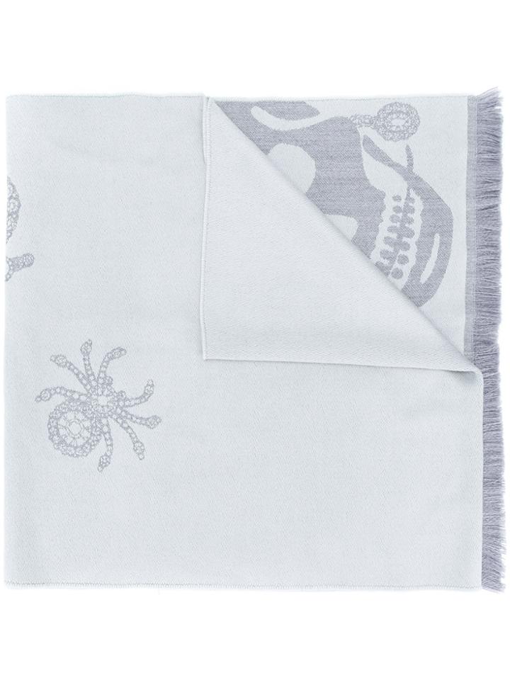 Alexander Mcqueen Insects & Skulls Scarf - Grey