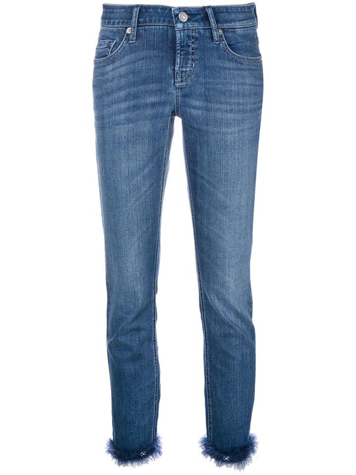 Cambio Feather Hem Slim-fit Jeans - Blue