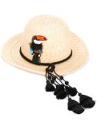 Ermanno Scervino - Tassel Trim Straw Hat - Women - Cotton/straw - M, Nude/neutrals, Cotton/straw
