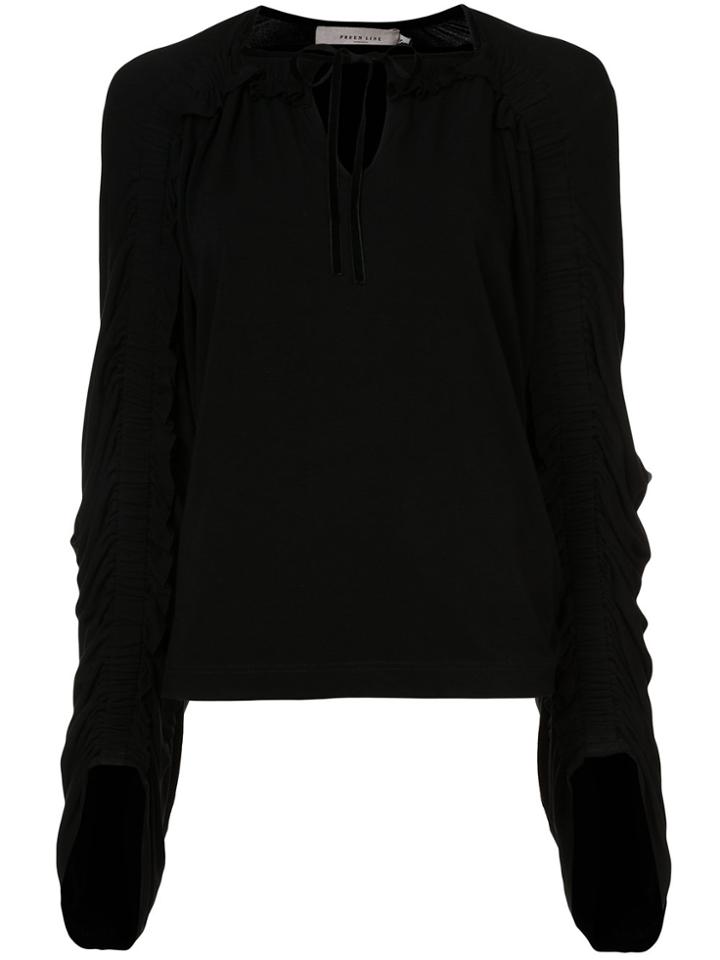 Preen Line Tie Detail Oversized Blouse - Black