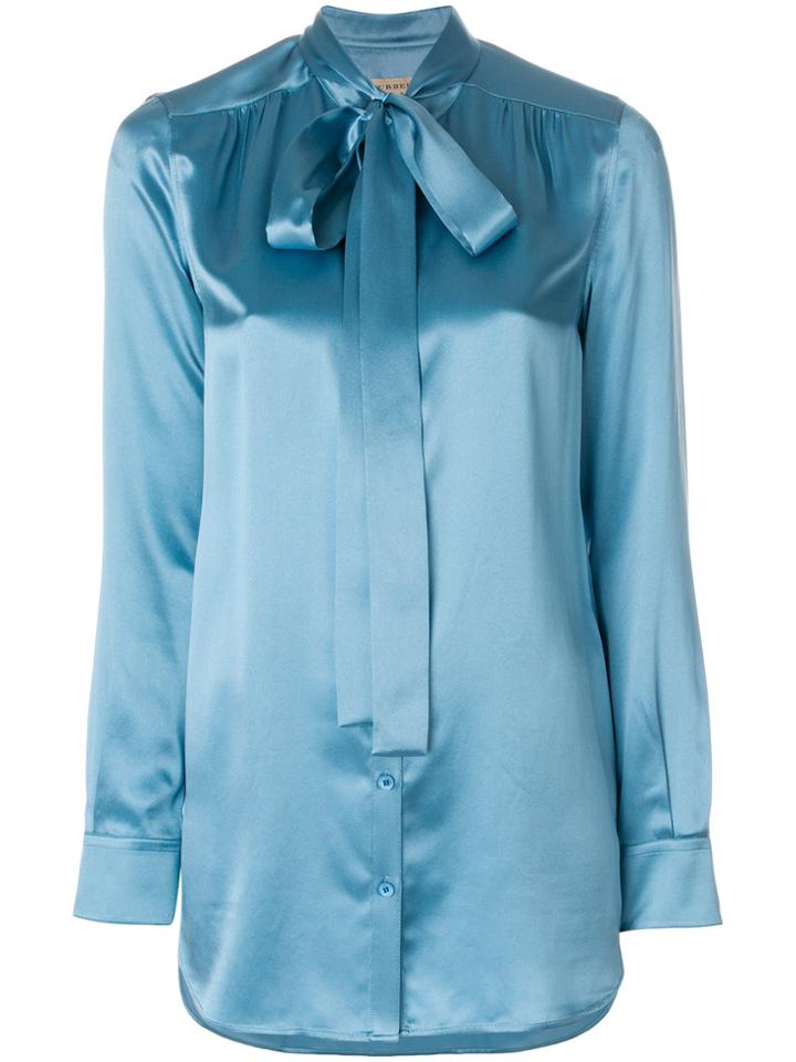 Burberry Tie Neck Shirt - Blue