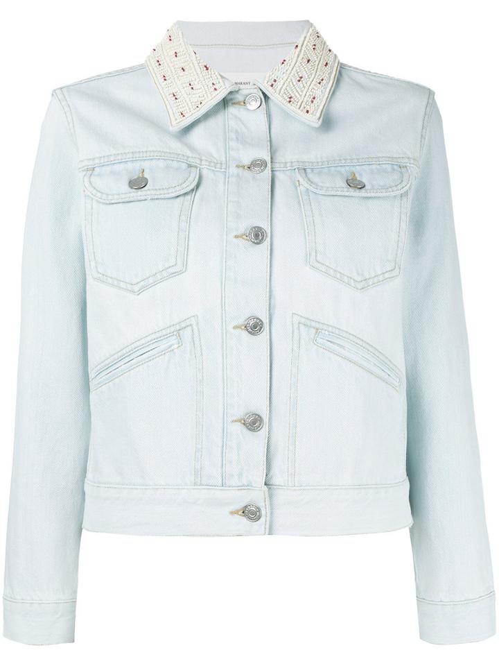 Isabel Marant Étoile - Embellished-collar Denim Jacket - Women - Cotton - 40, Women's, Blue, Cotton