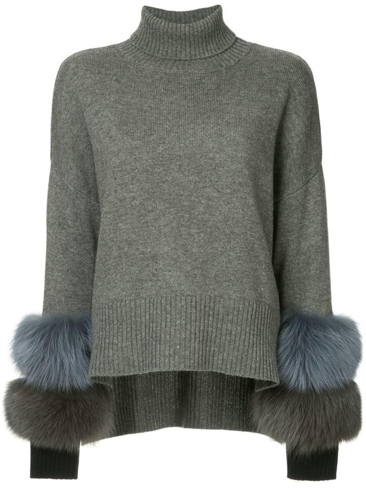 Izaak Azanei Fur Cuff Jumper - Grey