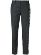 No21 - Floral Embroidery Tailored Trousers - Women - Polyester/viscose/virgin Wool - 38, Grey, Polyester/viscose/virgin Wool