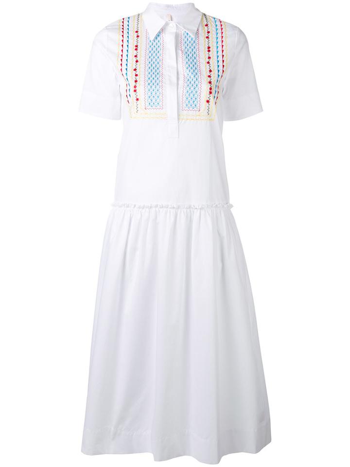 Miahatami - Embroidered Details Shirt Dress - Women - Cotton - 40, White, Cotton