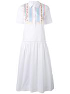 Miahatami - Embroidered Details Shirt Dress - Women - Cotton - 40, White, Cotton