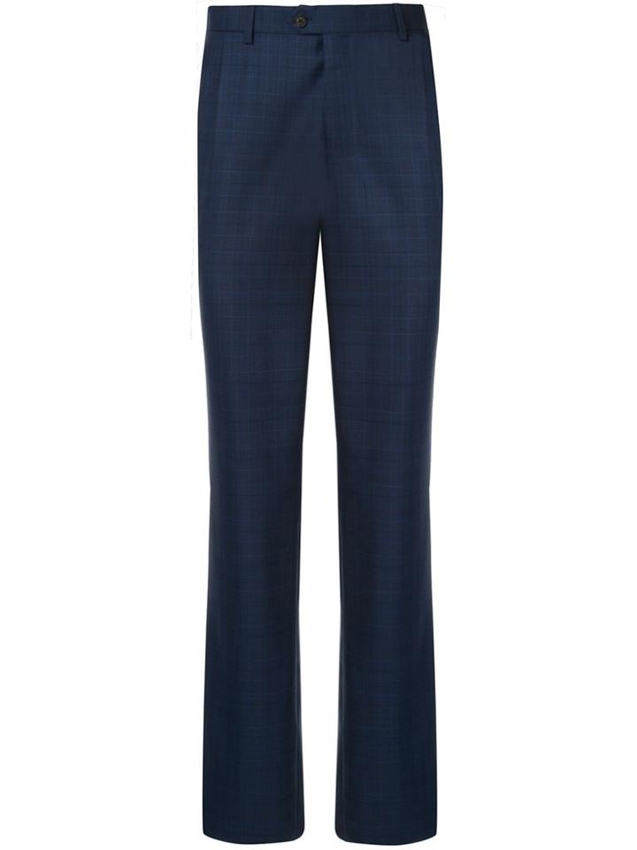 Gieves & Hawkes Check Pattern Tailored Trousers - Blue