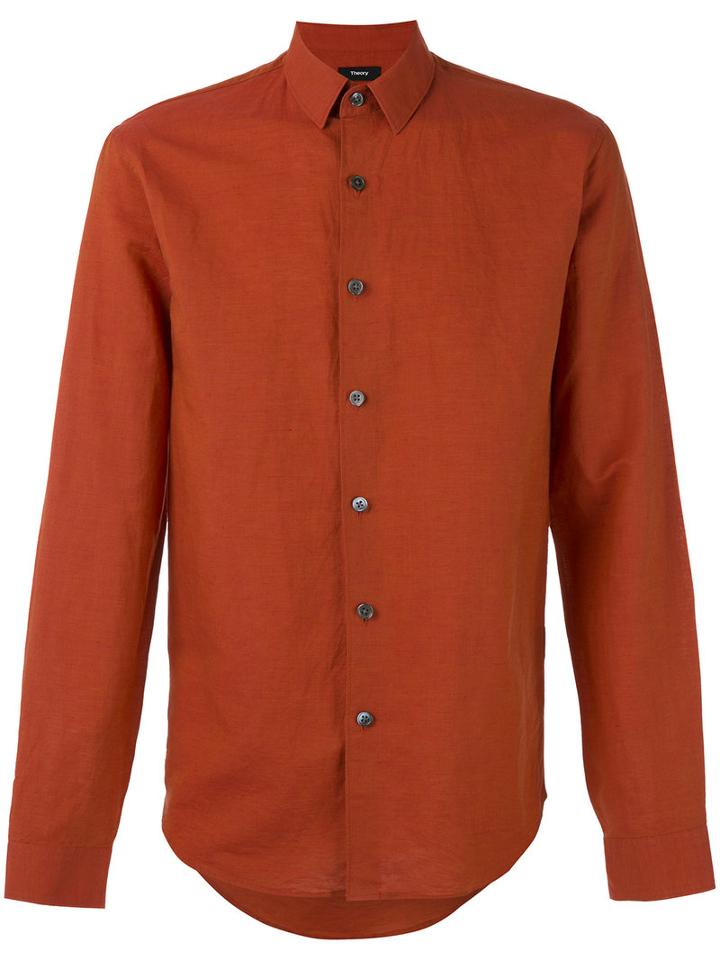 Theory - Rammy Shirt - Men - Cotton/linen/flax - L, Yellow/orange, Cotton/linen/flax