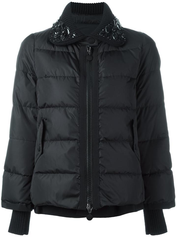 Moncler Embellished Collar Padded Jacket, Women's, Size: 0, Black, Polyamide