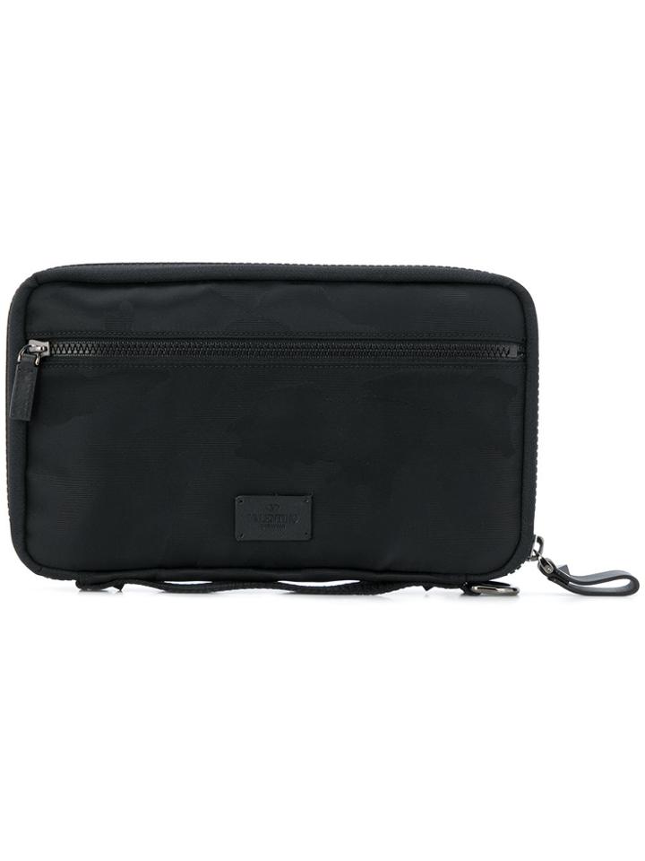 Valentino Zipped Logo Wallet - Black
