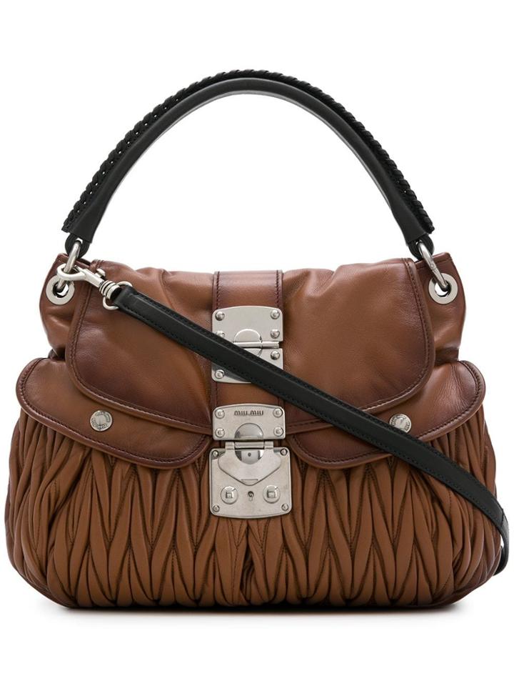 Miu Miu Large Coffer Tote Bag - Brown