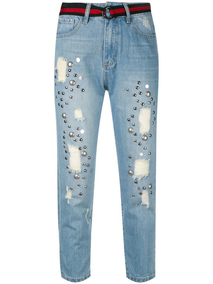 Isabelle Blanche - Distressed Cropped Jeans - Women - Cotton - L, Blue, Cotton