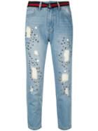 Isabelle Blanche - Distressed Cropped Jeans - Women - Cotton - L, Blue, Cotton