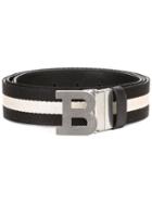 Bally Initial Buckle Belt, Men's, Size: 110, Black, Calf Leather/cotton