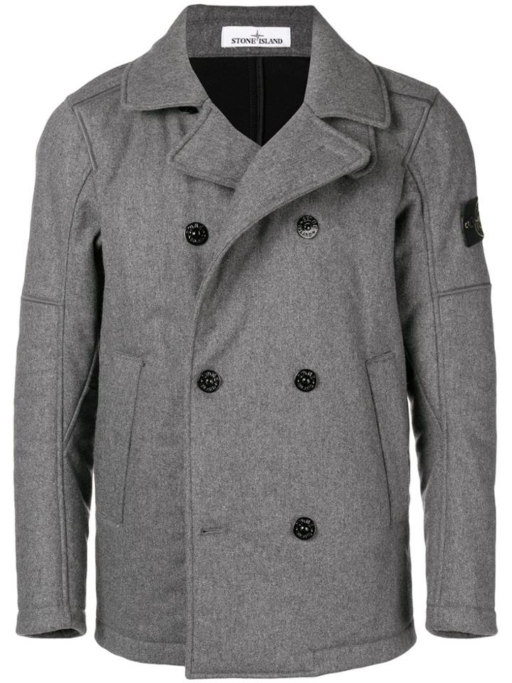 Stone Island Double Breasted Fitted Jacket - Grey