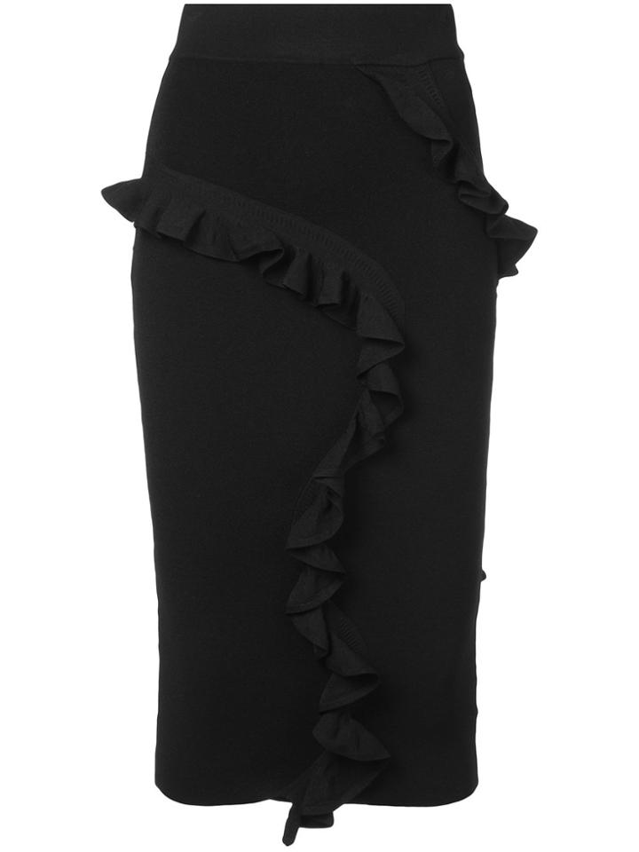 Milly Frill Trim Pencil Skirt - Black