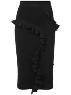 Milly Frill Trim Pencil Skirt - Black