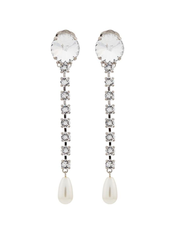 Miu Miu Crystal And Pearl Earrings - Metallic