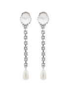 Miu Miu Crystal And Pearl Earrings - Metallic