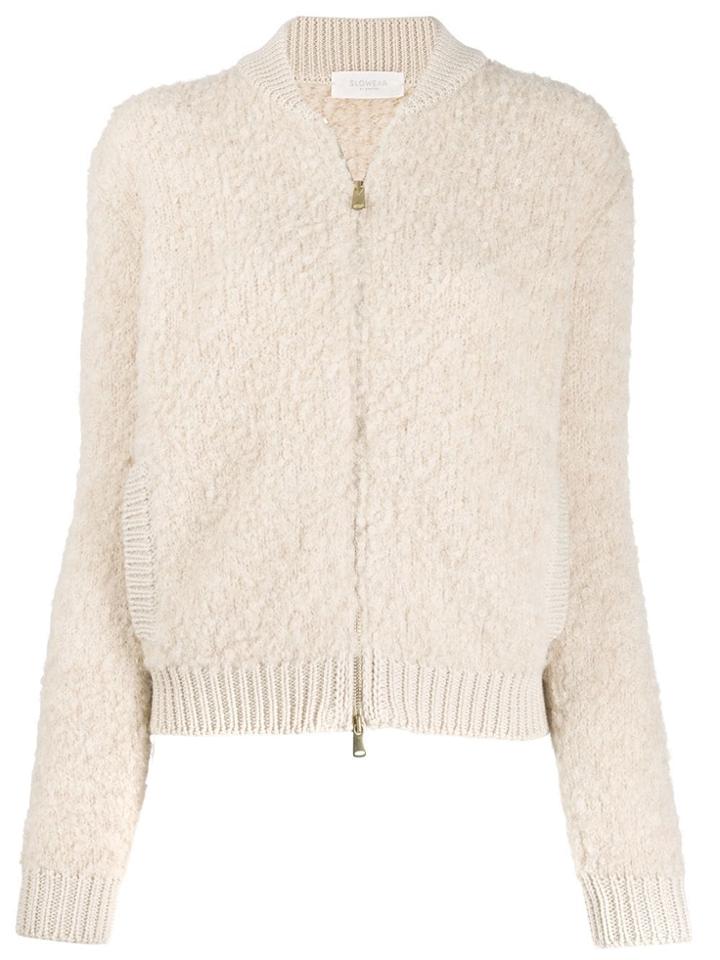 Zanone Textured Knitted Cardigan - Neutrals