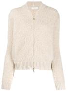Zanone Textured Knitted Cardigan - Neutrals