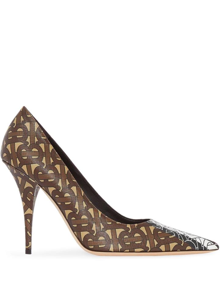 Burberry Monogram Print Pumps - Brown