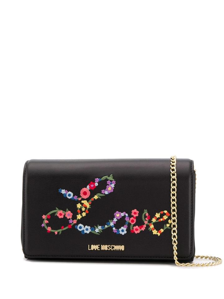 Love Moschino Love Embroidered Clutch Bag - Black