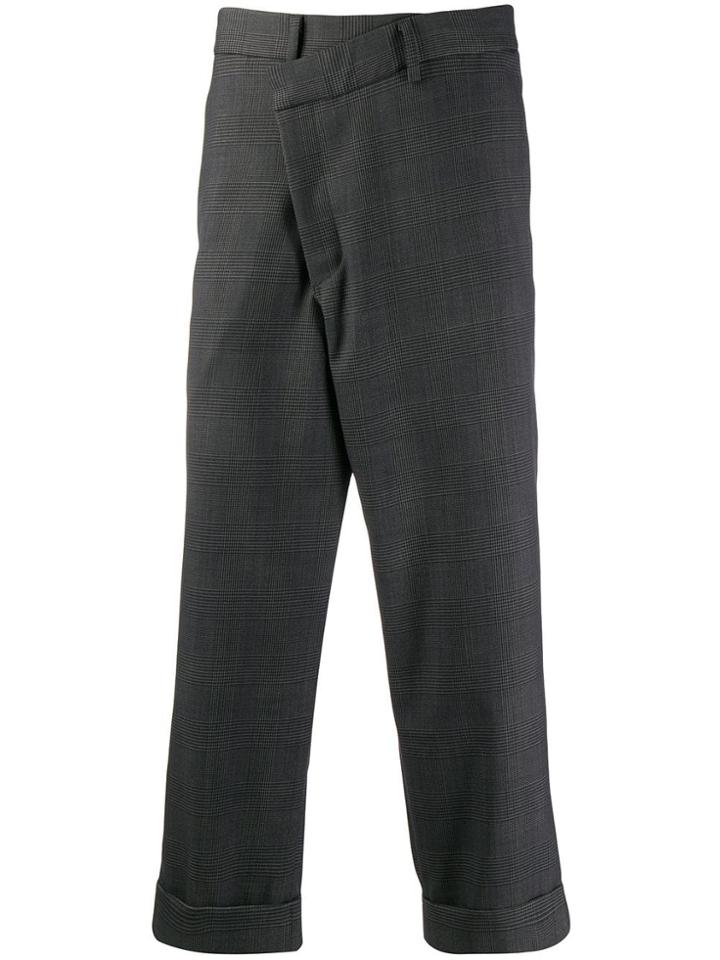 R13 Houndstooth Check Cropped Trousers - Grey