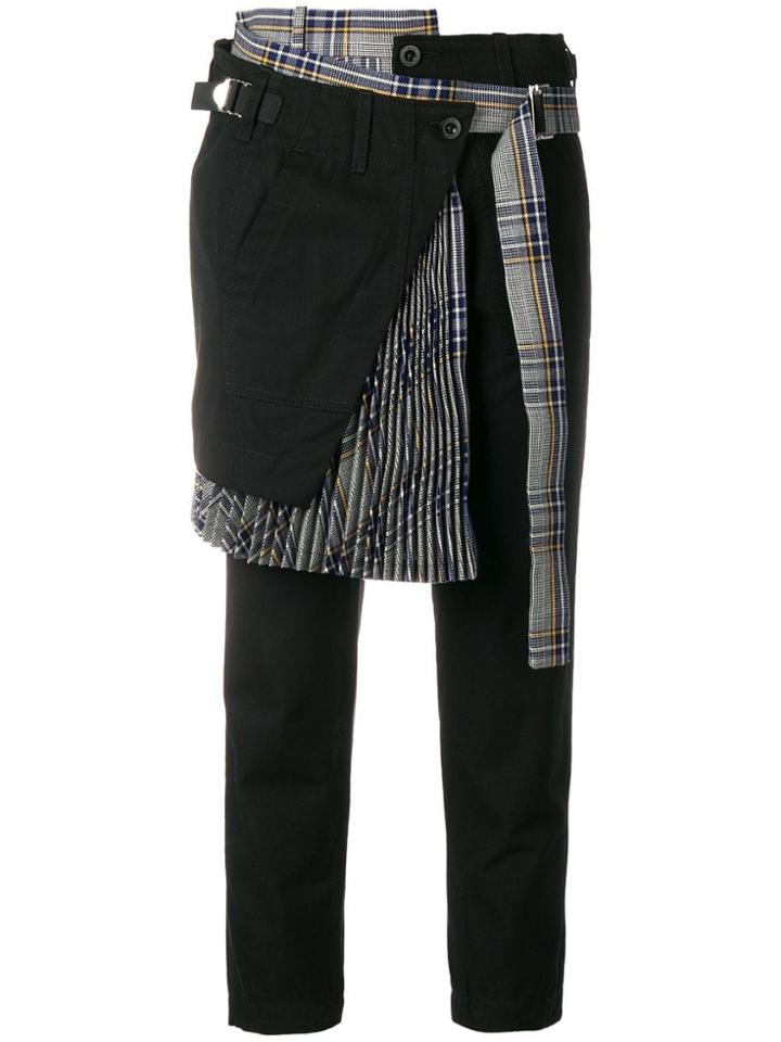 Sacai Layered Front Cropped Trousers - Black