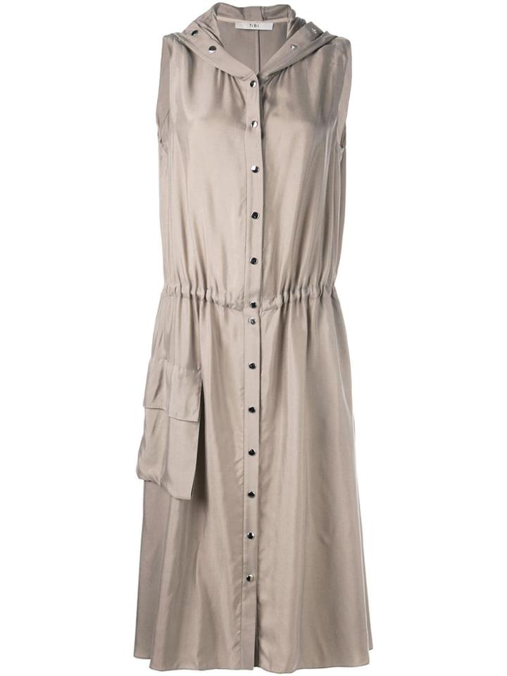Tibi Cupro Anorak Sleeveless Midi Dress - Brown